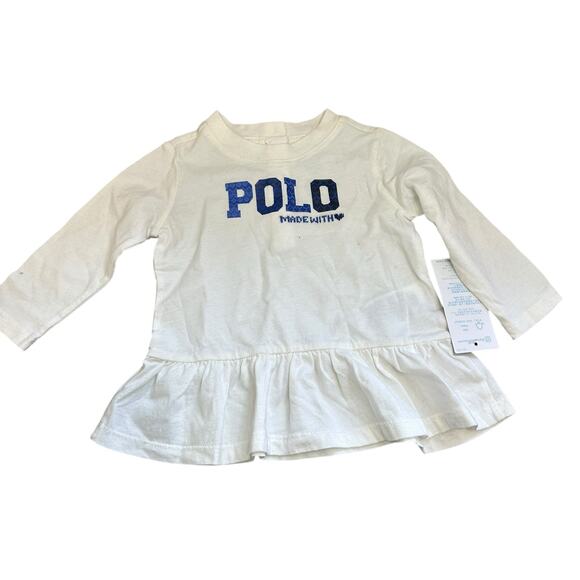 Ralph Lauren Polo Kids Long Sleeve Baby Top sz 6M NWT Flaw - Picture 1 of 10